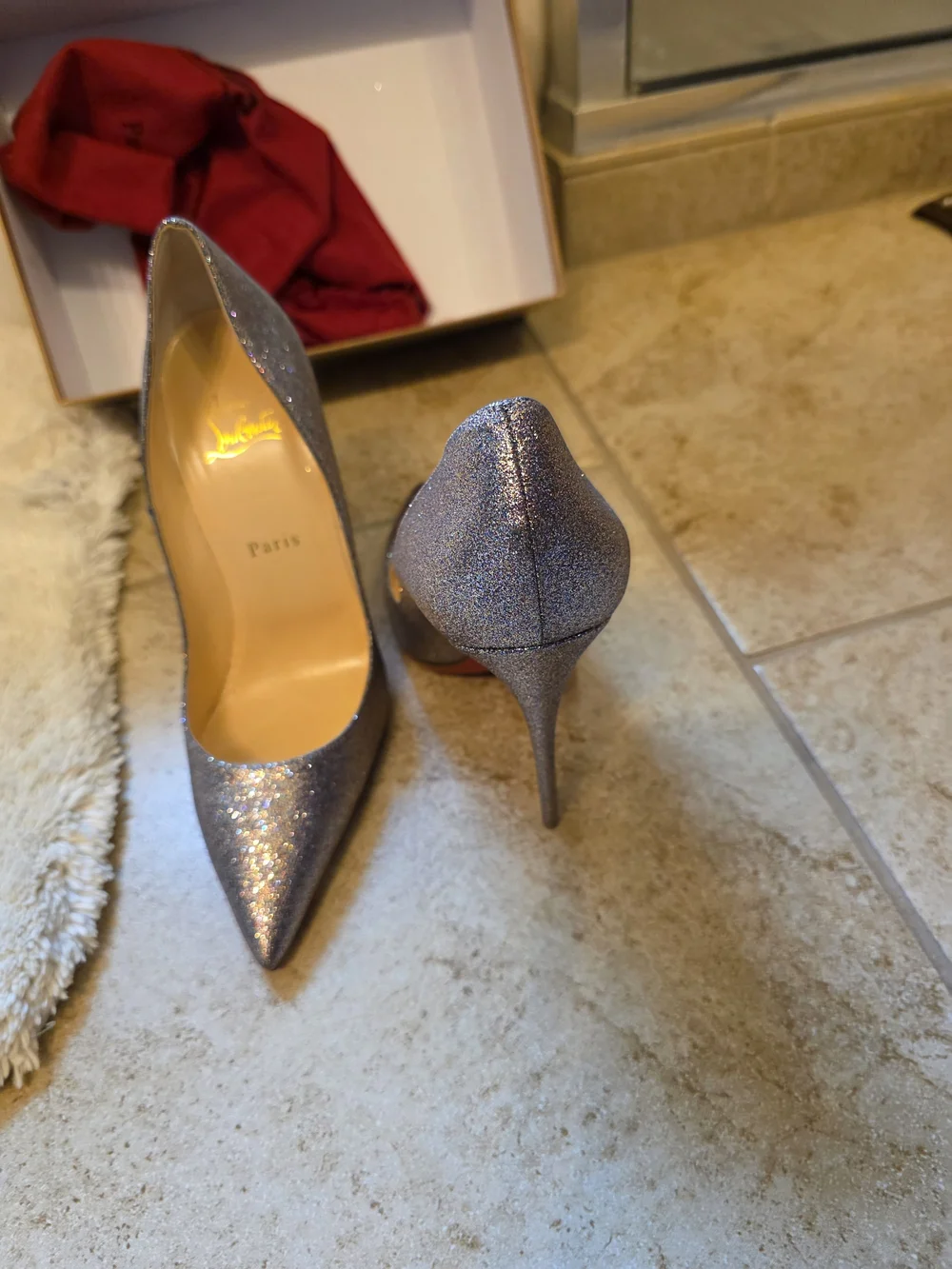 Christian Louboutin SO Kate 120 Glitter Mini - Grenadine